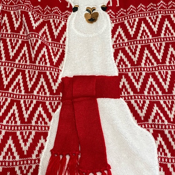 Large Red and White Llama Christmas Sweater by 33 Degrees - Picture 2 of 5